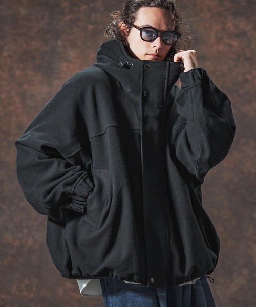 Jih Nunc(ジーヌンク)の「mj10994-ウールメルトンフーデッドコート(JIH-R1128)(その他アウター・メンズ・ブラック/パープル/ネイビー・L/M/S)」の1枚目の写真