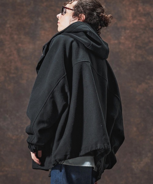 Jih Nunc(ジーヌンク)の「mj10994-ウールメルトンフーデッドコート(JIH-R1128)(その他アウター・メンズ・ブラック/パープル/ネイビー・L/M/S)」の5枚目の写真