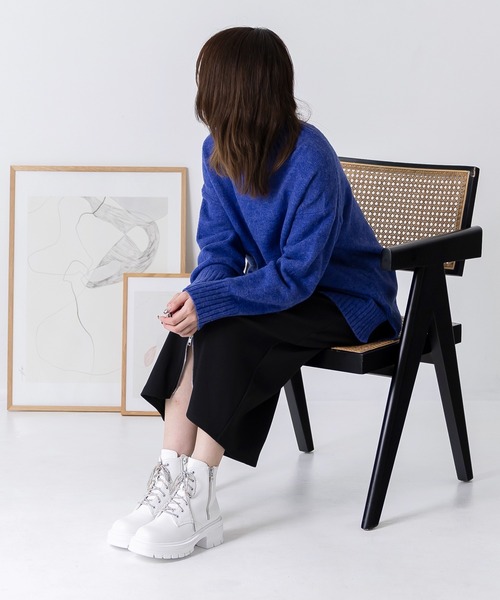 attagirl(アタガール)の「ラインスト―ンレースアップブーツ(ブーツ・レディース・ホワイト/ブラック・S/M/L/LL/3L/4L)」の9枚目の写真