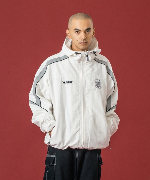 XLARGE（エクストララージ）の「HOODED TRACK JACKET（ナイロンジャケット・メンズ・ホワイト/ネイビー/ブラック・S/M/L/XL）」の10枚目の写真