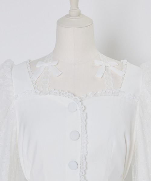 mellfy memory（メルフィーメモリー）の「Sugar Lace Puff peplum ブラウス（シャツ/ブラウス・レディース・ピンク/ホワイト・FREE）」の15枚目の写真
