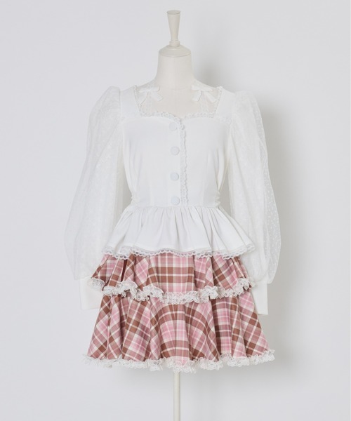 mellfy memory（メルフィーメモリー）の「Sugar Lace Puff peplum ブラウス（シャツ/ブラウス・レディース・ピンク/ホワイト・FREE）」の16枚目の写真