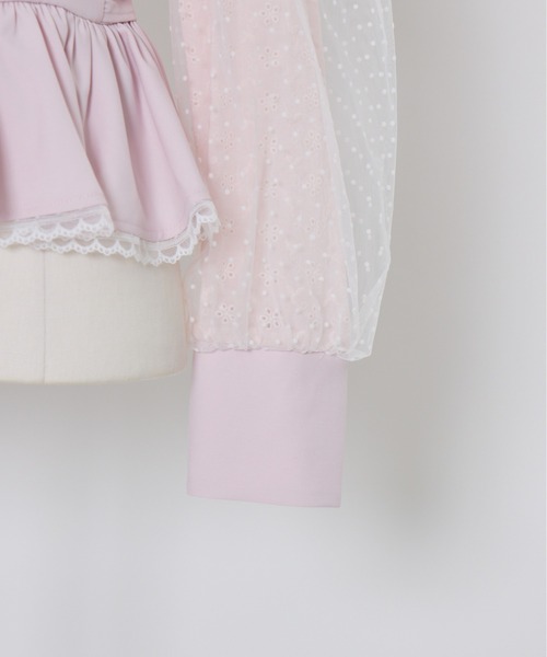 mellfy memory（メルフィーメモリー）の「Sugar Lace Puff peplum ブラウス（シャツ/ブラウス・レディース・ピンク/ホワイト・FREE）」の10枚目の写真