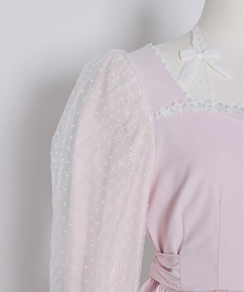 mellfy memory（メルフィーメモリー）の「Sugar Lace Puff peplum ブラウス（シャツ/ブラウス・レディース・ピンク/ホワイト・FREE）」の8枚目の写真