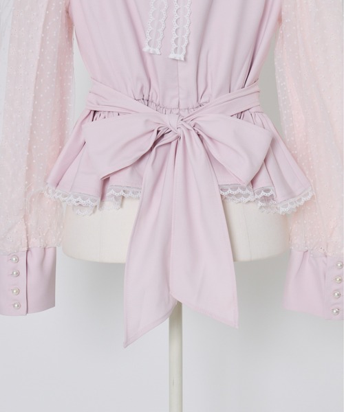 mellfy memory（メルフィーメモリー）の「Sugar Lace Puff peplum ブラウス（シャツ/ブラウス・レディース・ピンク/ホワイト・FREE）」の13枚目の写真