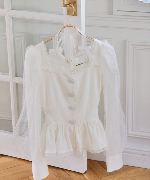 mellfy memory（メルフィーメモリー）の「Sugar Lace Puff peplum ブラウス（シャツ/ブラウス・レディース・ピンク/ホワイト・FREE）」の21枚目の写真