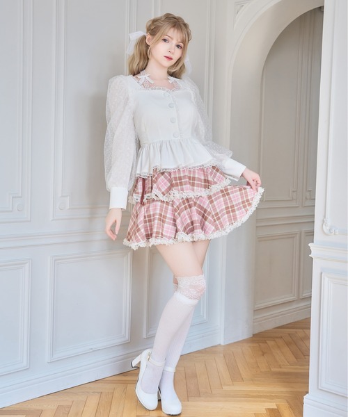 mellfy memory（メルフィーメモリー）の「Sugar Lace Puff peplum ブラウス（シャツ/ブラウス・レディース・ピンク/ホワイト・FREE）」の22枚目の写真