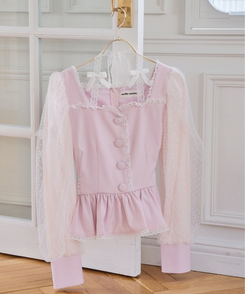 mellfy memory（メルフィーメモリー）の「Sugar Lace Puff peplum ブラウス（シャツ/ブラウス・レディース・ピンク/ホワイト・FREE）」の20枚目の写真