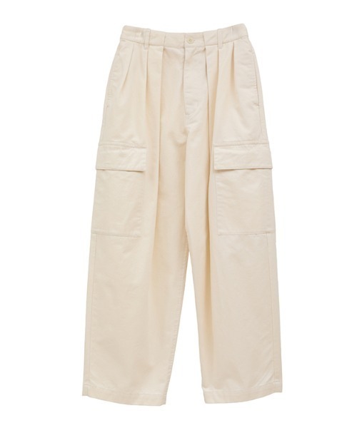 CLANE（クラネ）の「CLANE/クラネ/WIDE TUCK WORK PANTS（カーゴパンツ・レディース・ブラウン/アイボリー・1/2）」の2枚目の写真