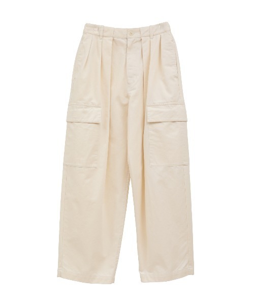 CLANE（クラネ）の「CLANE/クラネ/WIDE TUCK WORK PANTS（カーゴパンツ・レディース・ブラウン/アイボリー・1/2）」の10枚目の写真
