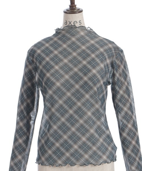 axes femme(アクシーズファム)の「チェック柄シアートップス(Tシャツ/カットソー・レディース・グレー/キナリ・FREE)」の10枚目の写真