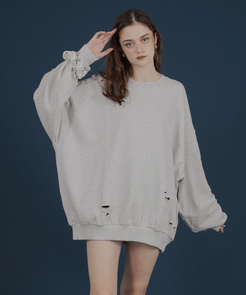 セール】オーバーサイズダメージスウェット（スウェット）｜Mili