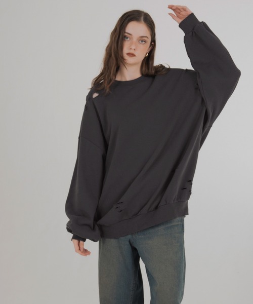 セール】オーバーサイズダメージスウェット（スウェット）｜Mili