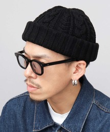 Mr.COVER（ミスターカバー）の「日本製 ウール混アクリル 編み替え ケーブル編み ロールキャップ ニット帽（ニットキャップ/ビーニー）」