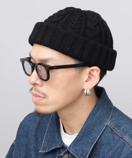 Mr.COVER（ミスターカバー）の「日本製 ウール混アクリル 編み替え ケーブル編み ロールキャップ ニット帽（ニットキャップ/ビーニー・メンズ・グレー/ネイビー/マスタード/カーキ/ブラック・FREE）」の6枚目の写真