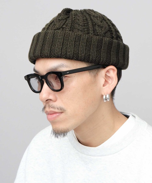 Mr.COVER（ミスターカバー）の「日本製 ウール混アクリル 編み替え ケーブル編み ロールキャップ ニット帽（ニットキャップ/ビーニー・メンズ・グレー/ネイビー/マスタード/カーキ/ブラック・FREE）」の8枚目の写真