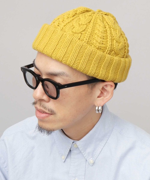 Mr.COVER（ミスターカバー）の「日本製 ウール混アクリル 編み替え ケーブル編み ロールキャップ ニット帽（ニットキャップ/ビーニー・メンズ・グレー/ネイビー/マスタード/カーキ/ブラック・FREE）」の10枚目の写真