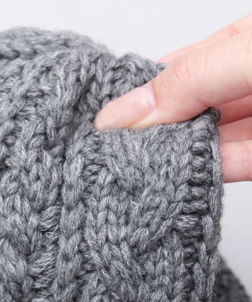 Mr.COVER（ミスターカバー）の「日本製 ウール混アクリル 編み替え ケーブル編み ロールキャップ ニット帽（ニットキャップ/ビーニー・メンズ・グレー/ネイビー/マスタード/カーキ/ブラック・FREE）」の22枚目の写真