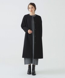 UNITED ARROWS／春秋向け／ミラノリブノーカラーコート ブラック黒 BEAUTY＆YOUTH UNITED ARROWS 「BEAUTY&YOUTH ARROWS」 ダッフル
