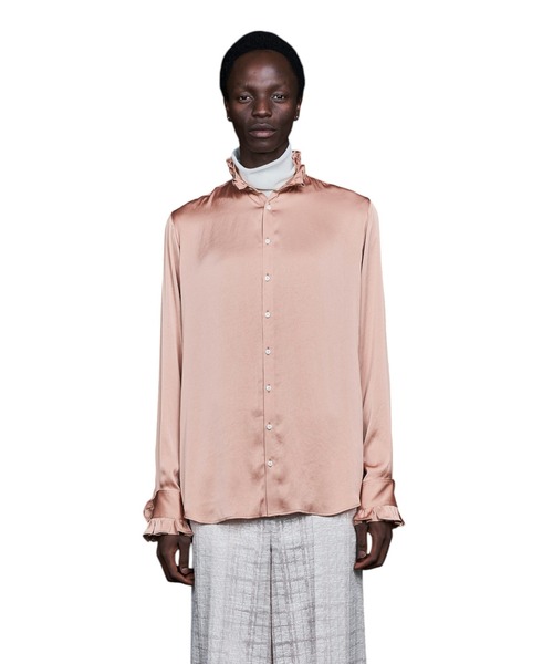 GalaabenD（ガラアーベント）の「Vintage Satin Frill SH（シャツ/ブラウス・メンズ・キャメル/ブラック/ホワイト・48/46）」の3枚目の写真