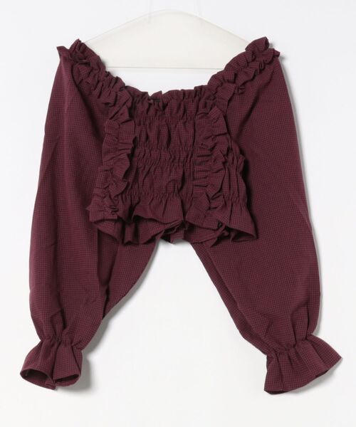 GORGE(ゴージ)の「《フリル×シャーリング》レディース チェック柄 ブラウス 長袖 トップス 体型カバー 春夏秋(シャツ/ブラウス・レディース・ブラウン/ボルドー/ブラック・F)」の12枚目の写真