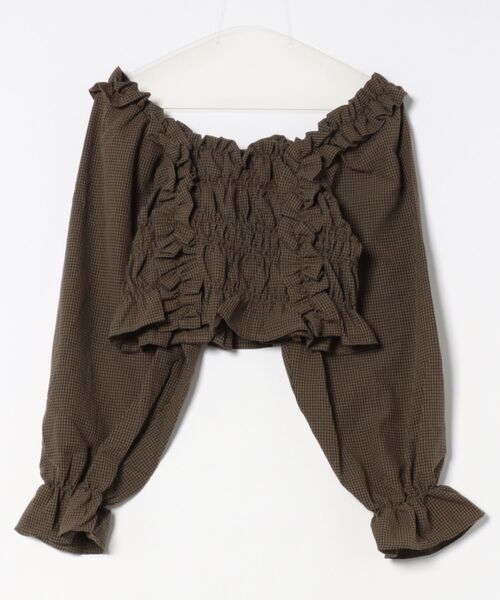 GORGE(ゴージ)の「《フリル×シャーリング》レディース チェック柄 ブラウス 長袖 トップス 体型カバー 春夏秋(シャツ/ブラウス・レディース・ブラウン/ボルドー/ブラック・F)」の14枚目の写真