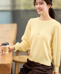 ニット/セーター（イエロー/黄色系・ボートネック）ファッション通販