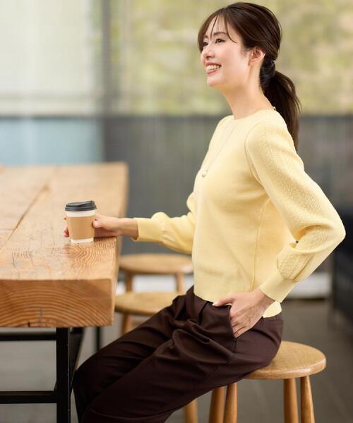 Reflect(リフレクト)の「【選べる8色/スカートにもパンツにも◎】ウール混ボートネックニット(ニット/セーター・レディース・ネイビー/ブルー系その他/パープル/オフホワイト/グリーン系/ライトイエロー系/ブラウン系その他/ダークグレー・11/09/07/05/15 /13)」の14枚目の写真