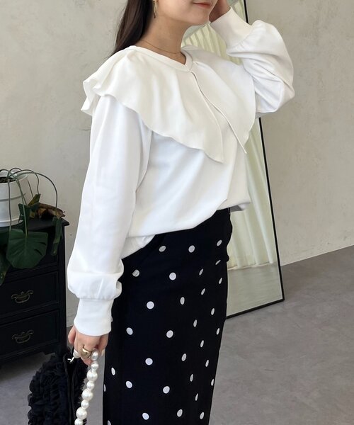 prose verse（プロズヴェール）の「ビッグフリルカラースウェット（スウェット・レディース・オフホワイト/グレー/ブラック・MEDIUM/LARGE）」の15枚目の写真