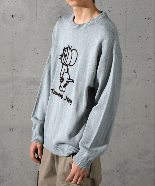 Tom＆Jerry（トムアンドジェリー）の「【neos】TOM&JERRY トムとジェリー ルーズシルエット ジャガード ファー 刺繍 ステッチ デザイン ニット セーター（ニット/セーター・メンズ・サックスブルー/ブラック系/ネイビー/ホワイト・MEDIUM/LARGE/X-LARGE）」の22枚目の写真