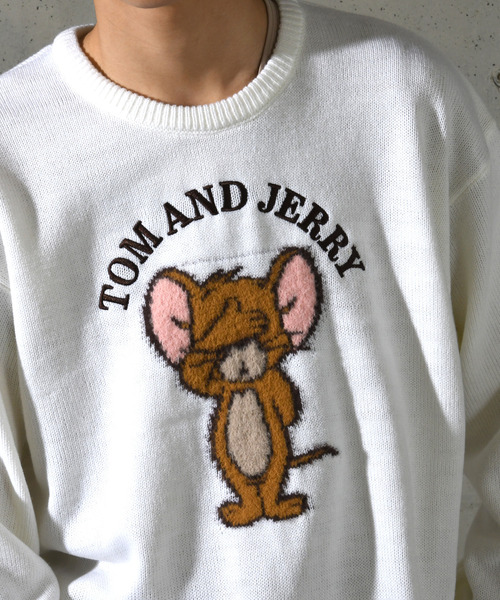 Tom＆Jerry（トムアンドジェリー）の「【neos】TOM&JERRY トムとジェリー ルーズシルエット ジャガード ファー 刺繍 ステッチ デザイン ニット セーター（ニット/セーター・メンズ・サックスブルー/ブラック系/ネイビー/ホワイト・MEDIUM/LARGE/X-LARGE）」の10枚目の写真