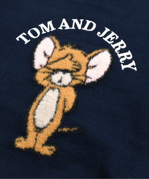 Tom＆Jerry（トムアンドジェリー）の「【neos】TOM&JERRY トムとジェリー ルーズシルエット ジャガード ファー 刺繍 ステッチ デザイン ニット セーター（ニット/セーター・メンズ・サックスブルー/ブラック系/ネイビー/ホワイト・MEDIUM/LARGE/X-LARGE）」の6枚目の写真