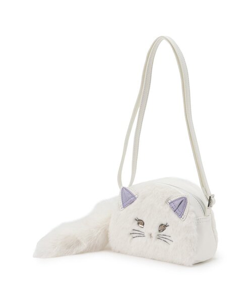 新品　ANNA SUI miniネコスポサン19センチ ホワイト フワフワネコファーショルダーバッグ（ショルダーバッグ）｜ANNA
