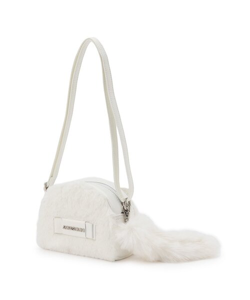 新品　ANNA SUI miniネコスポサン19センチ ホワイト フワフワネコファーショルダーバッグ（ショルダーバッグ）｜ANNA SUI
