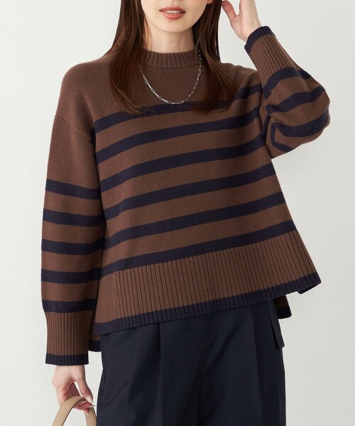 SHIPS Colors（シップス カラーズ）の「SHIPS Colors:〈手洗い可能〉フラッフィー クルーネック ニット◇（ニット/セーター・レディース・ナチュラル/ブルー/オレンジ/ダークブラウン/ピンク/ブラック・ONE SIZE）」の3枚目の写真