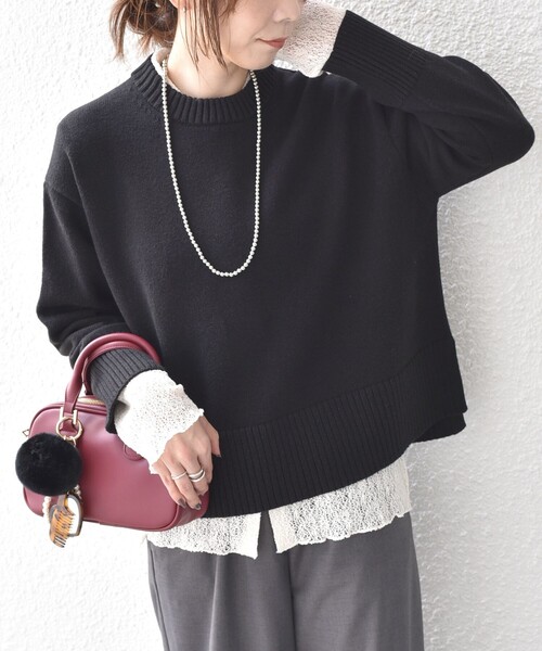 SHIPS Colors（シップス カラーズ）の「SHIPS Colors:〈手洗い可能〉フラッフィー クルーネック ニット◇（ニット/セーター・レディース・ナチュラル/ブルー/オレンジ/ダークブラウン/ピンク/ブラック・ONE SIZE）」の15枚目の写真