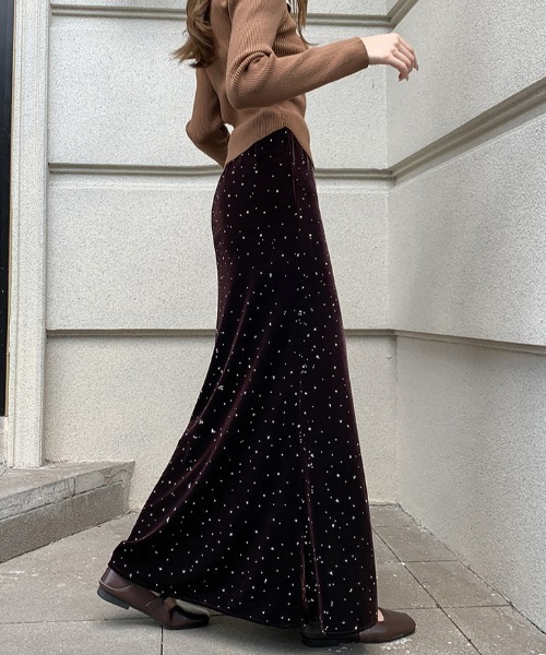 Diosfront（ディオスフロント）の「ラインストーンベロアマーメイドスカート（スカート・レディース・ブラック/モカ・S/M/L）」の11枚目の写真