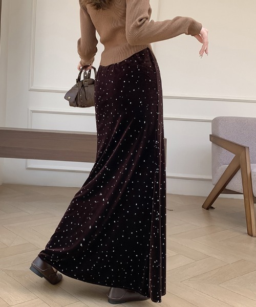 Diosfront（ディオスフロント）の「ラインストーンベロアマーメイドスカート（スカート・レディース・ブラック/モカ・S/M/L）」の14枚目の写真