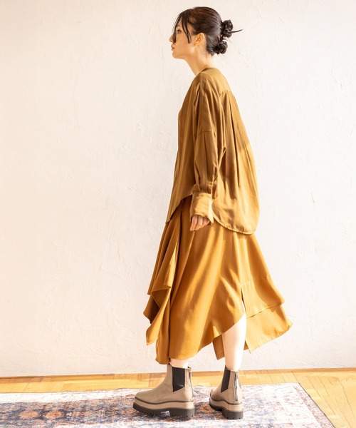 OSMOSIS（オズモーシス）の「タックシャツブラウス（シャツ/ブラウス・レディース・カーキ/アイボリー/ブラック/ピンク・ONE SIZE）」の8枚目の写真