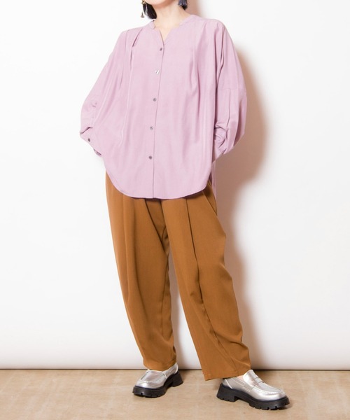 OSMOSIS（オズモーシス）の「タックシャツブラウス（シャツ/ブラウス・レディース・カーキ/アイボリー/ブラック/ピンク・ONE SIZE）」の12枚目の写真