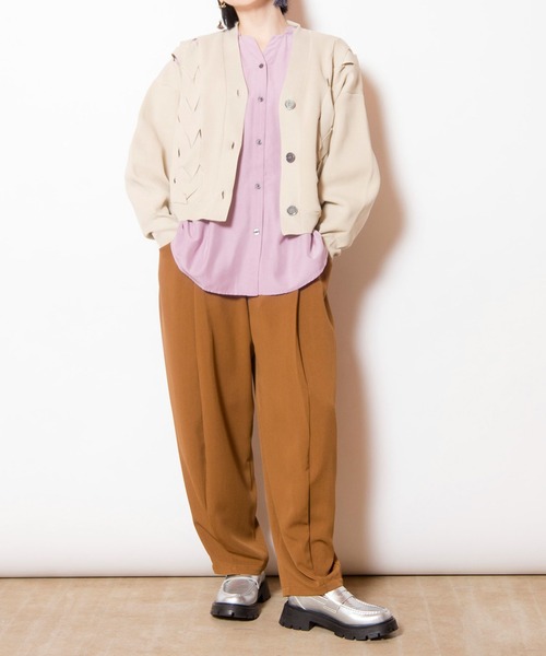 OSMOSIS（オズモーシス）の「タックシャツブラウス（シャツ/ブラウス・レディース・カーキ/アイボリー/ブラック/ピンク・ONE SIZE）」の17枚目の写真