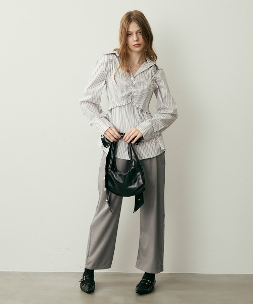 Clum(クルム)の「ヨークデザインストレートスラックス(スラックス・レディース・ブラック/グレー・LARGE/MEDIUM/SMALL)」の21枚目の写真