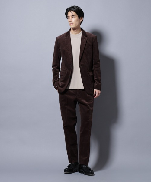 ナノユニバース　ダメリーノ　コーデュロイ　セットアップ　ストレッチ　ブラウン Damerino」ストレッチコーデュロイ セットアップ