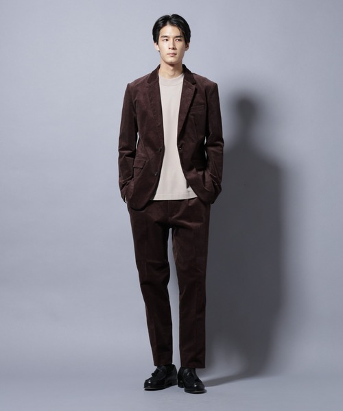 美品　ナノユニバース コーデュロイ セットアップ ブラウン　L Damerino」コットンコーデュロイストレッチセットアップ（スーツ