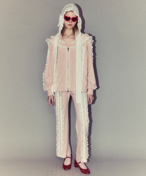 Candy Stripper（キャンディストリッパー）の「FRILL LACY JERSEY パンツ（その他パンツ・レディース・ブラック/グレー/ピンク・FREE）」の4枚目の写真