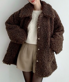 【sakippe×hellam】レザーカラー中綿オーバージャケット sakippe×hellam】レザーカラー中綿オーバージャケット（その他アウター