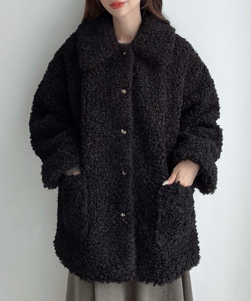 セール】プードルファーステンカラーミドルコート（ステンカラーコート