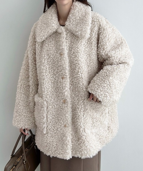 セール】プードルファーステンカラーミドルコート（ステンカラーコート