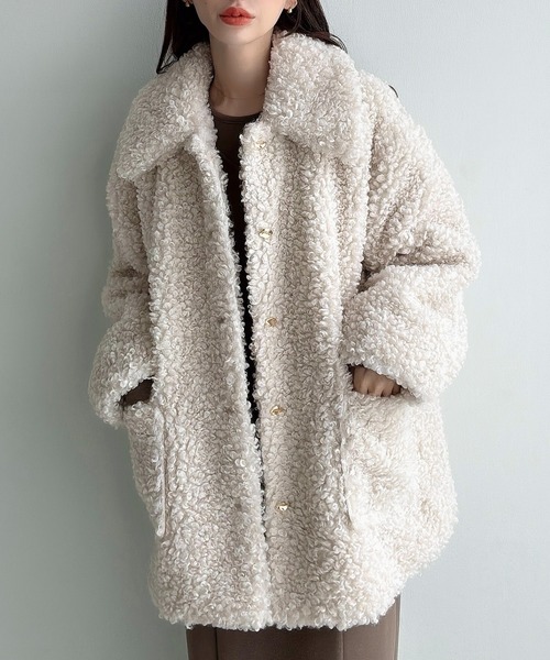 セール】プードルファーステンカラーミドルコート（ステンカラーコート