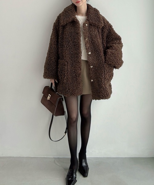 Meiru（メイル）の「プードルファーステンカラーミドルコート（ステン